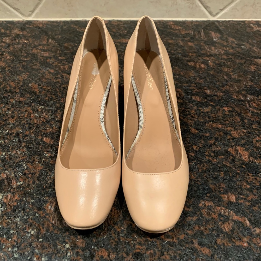 Calvin Klein Leather Nude Heels with Snake detail